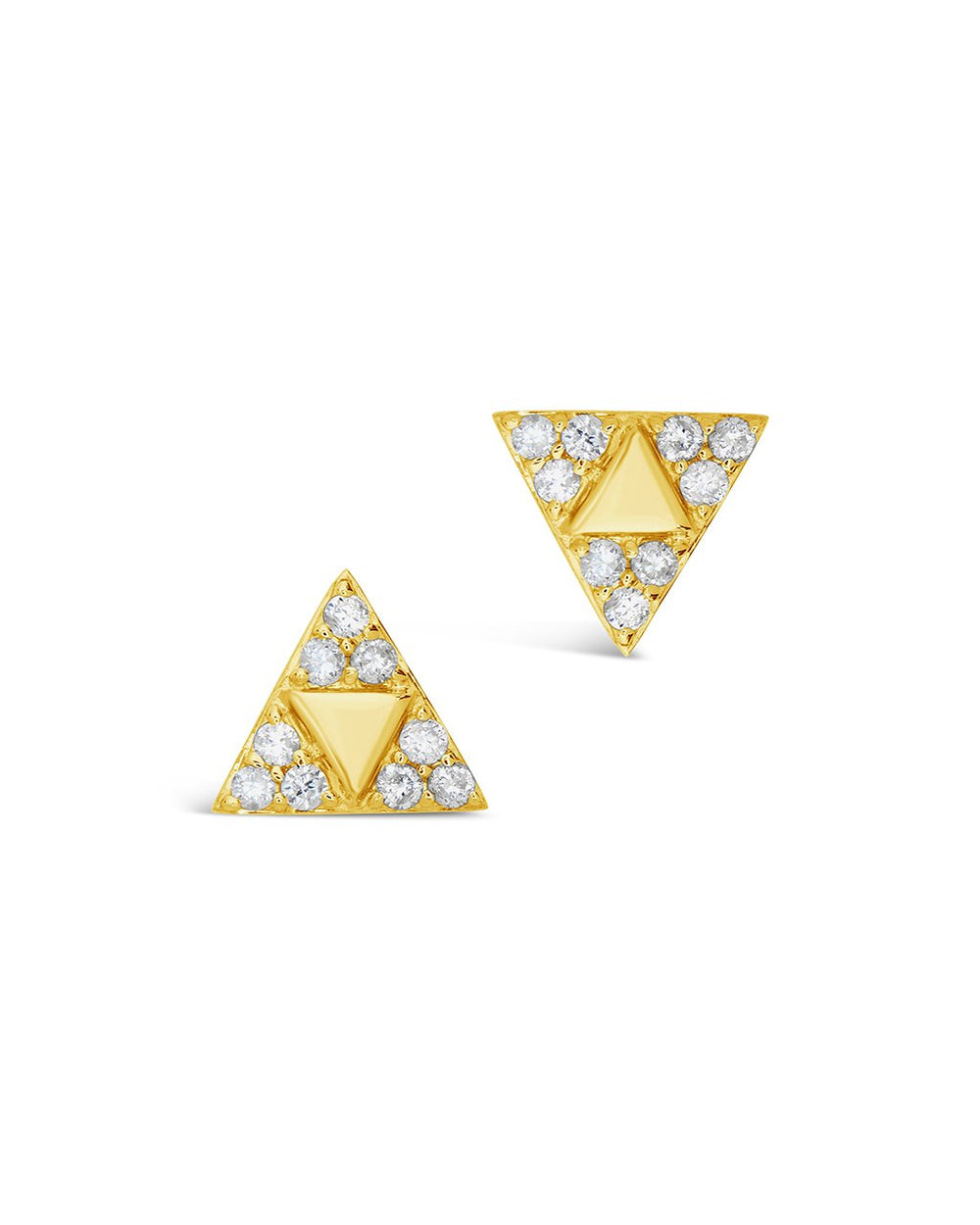 14K Gold Diamond Pyramid Stud Earrings Fine Earring SF Fine 14K Yellow Gold
