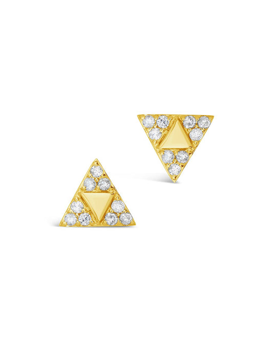 14K Gold Diamond Pyramid Stud Earrings Fine Earring SF Fine 14K Yellow Gold