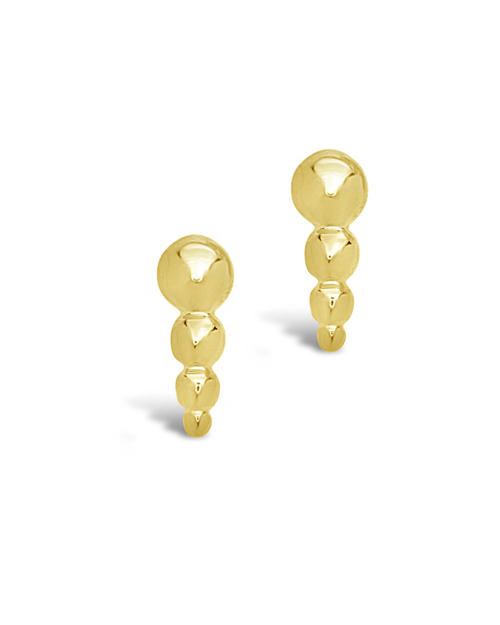 14K Gold Graduated Beaded Bar Stud Earrings Fine Earring SF Fine 14K Yellow Gold