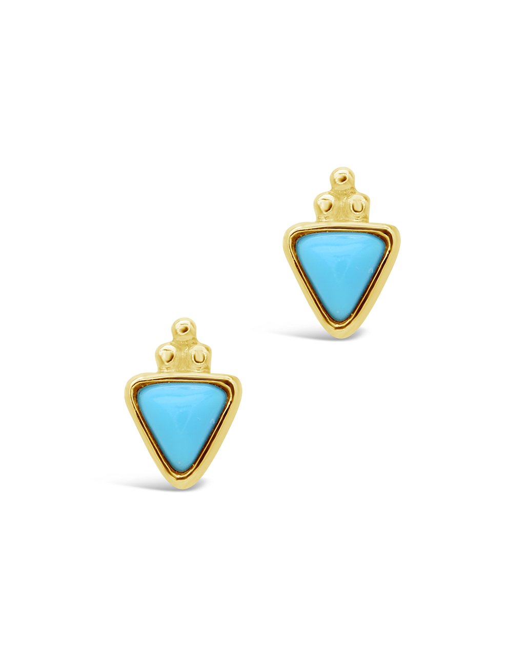 14K Gold Turquoise Pyramid Stud Earrings Fine Earring SF Fine 14K Yellow Gold 