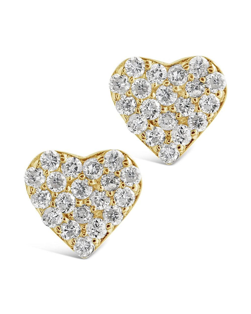 14K Gold Diamond Heart Studs Fine Earring SF Fine 14K Yellow Gold