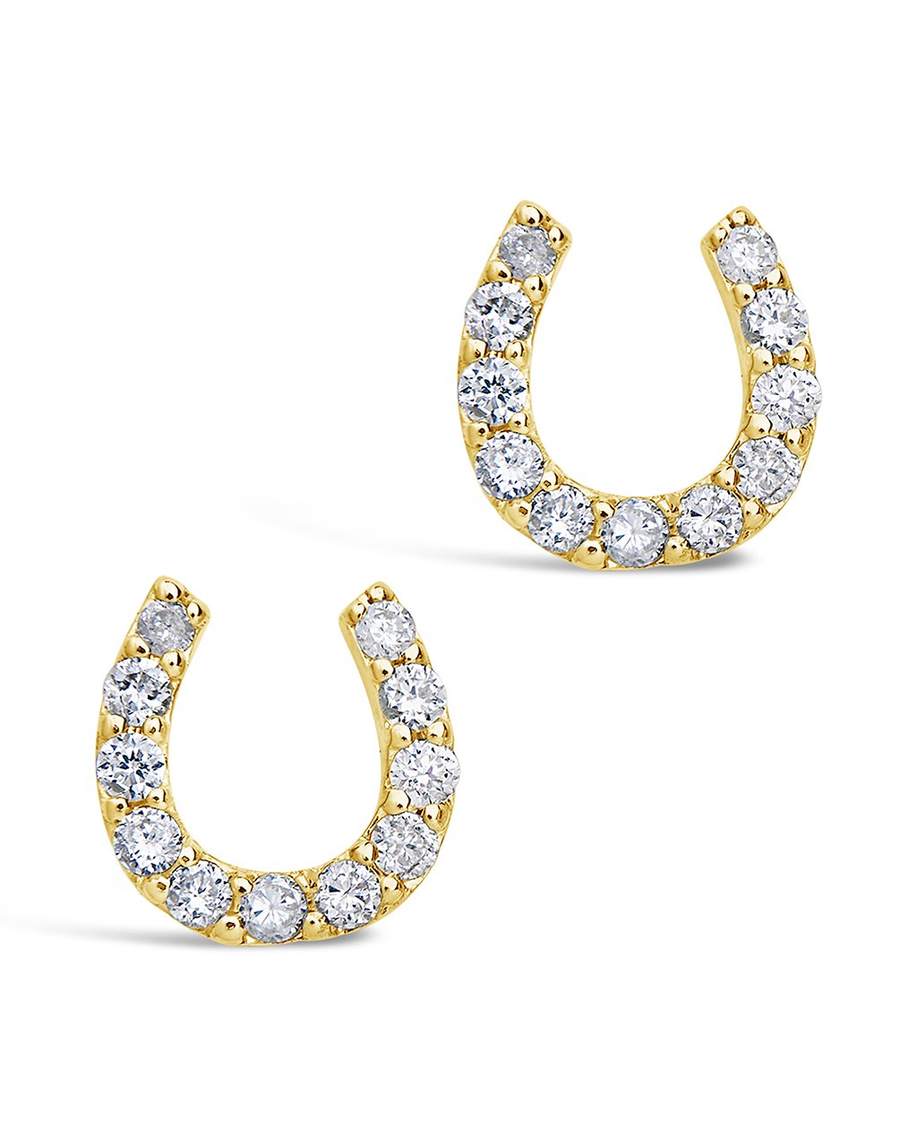 14K Gold Diamond Horseshoe Studs Fine Earring SF Fine 14K Yellow Gold