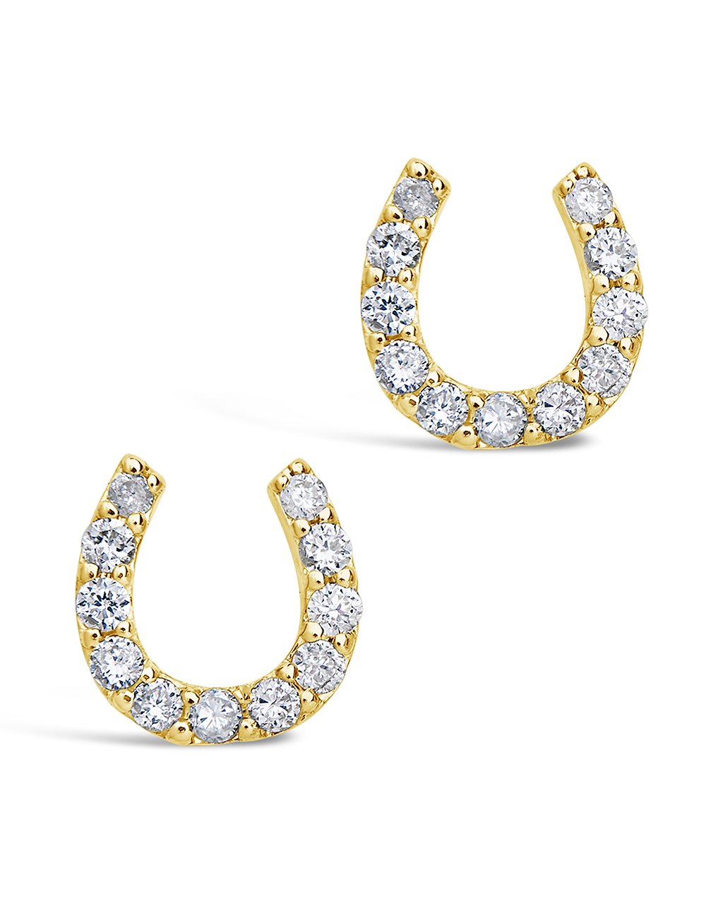 14K Gold Diamond Horseshoe Studs Fine Earring SF Fine 14K Yellow Gold 