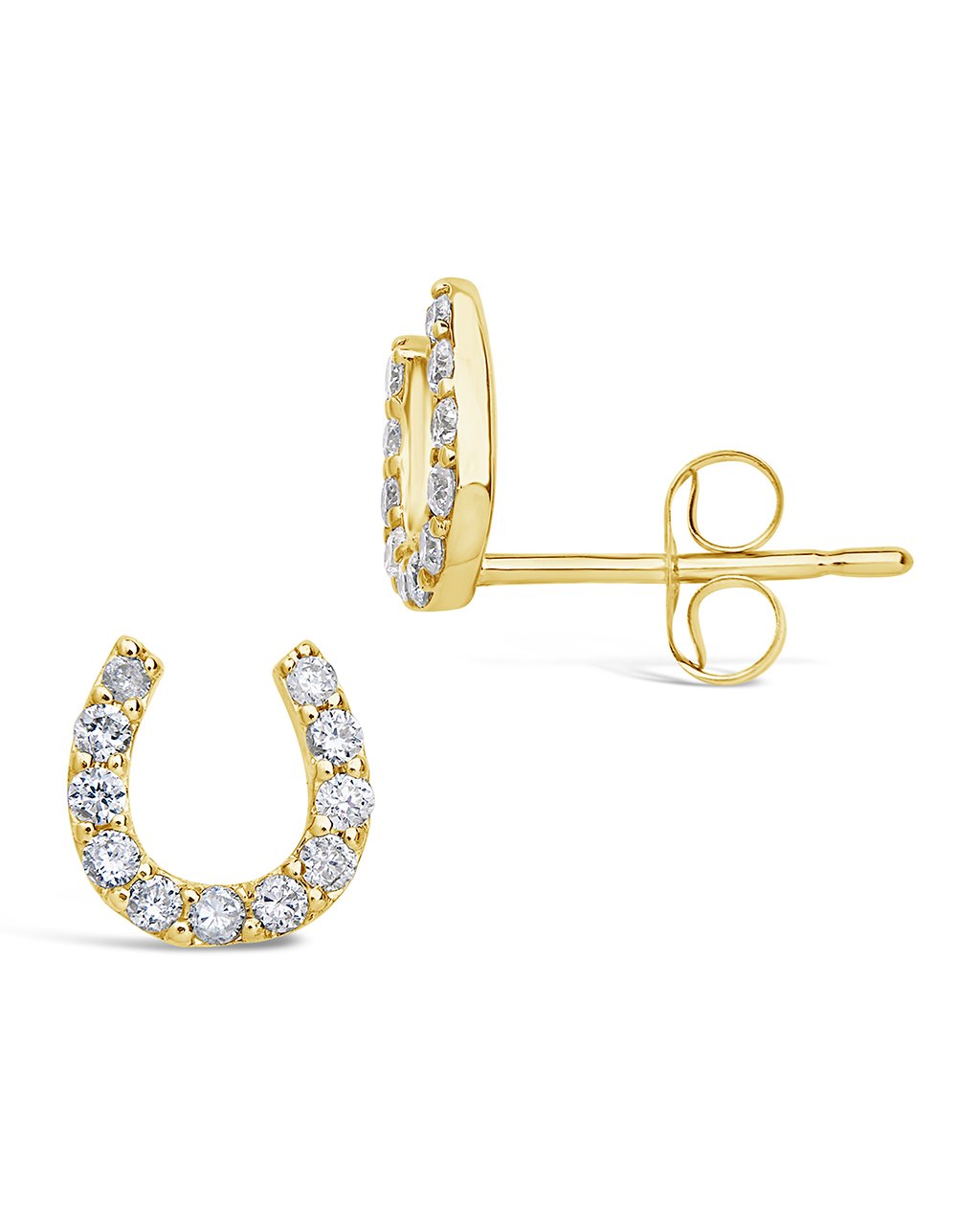 14K Gold Diamond Horseshoe Studs Fine Earring SF Fine 