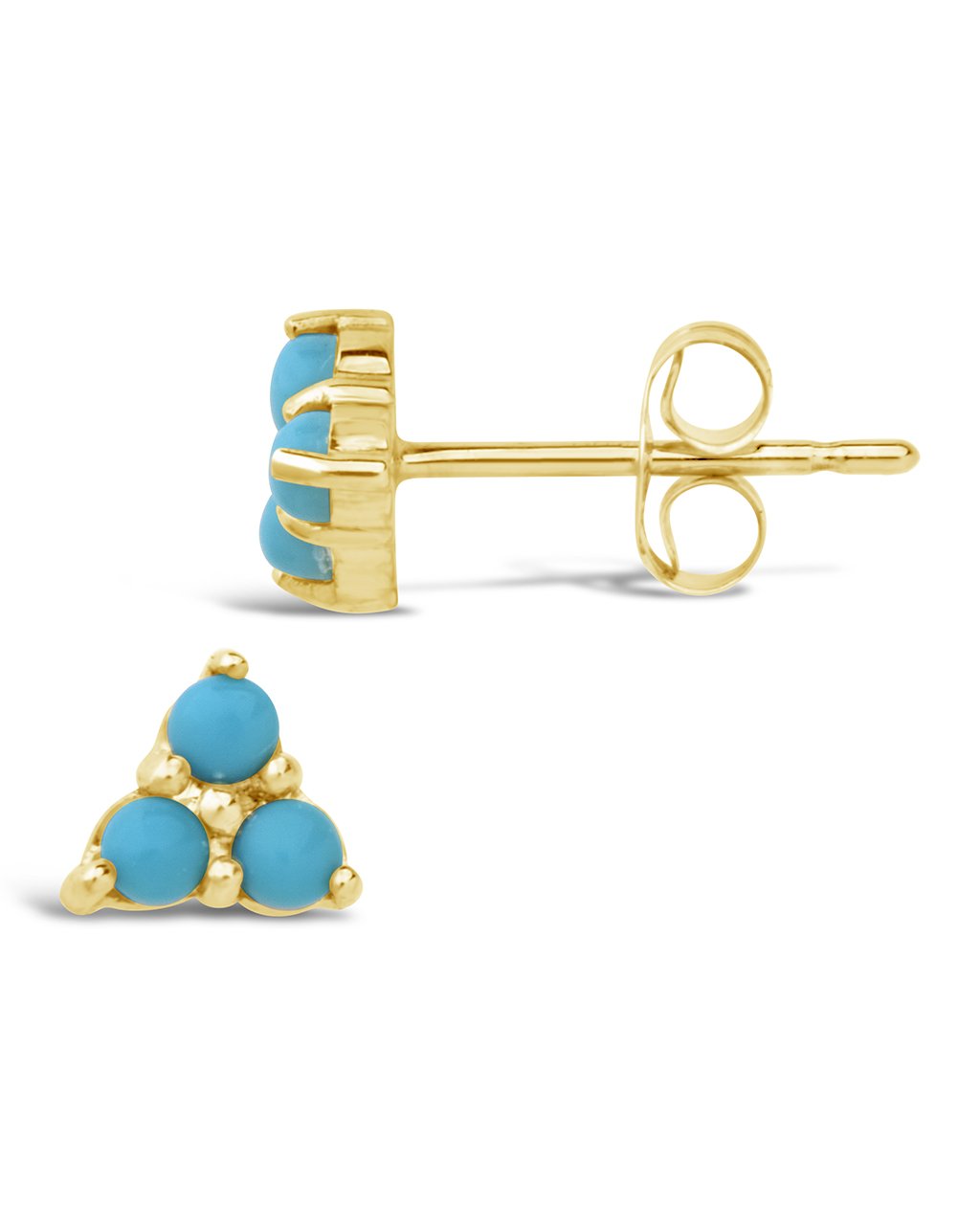 14K Gold Turquoise Trinity Studs Fine Earring SF Fine