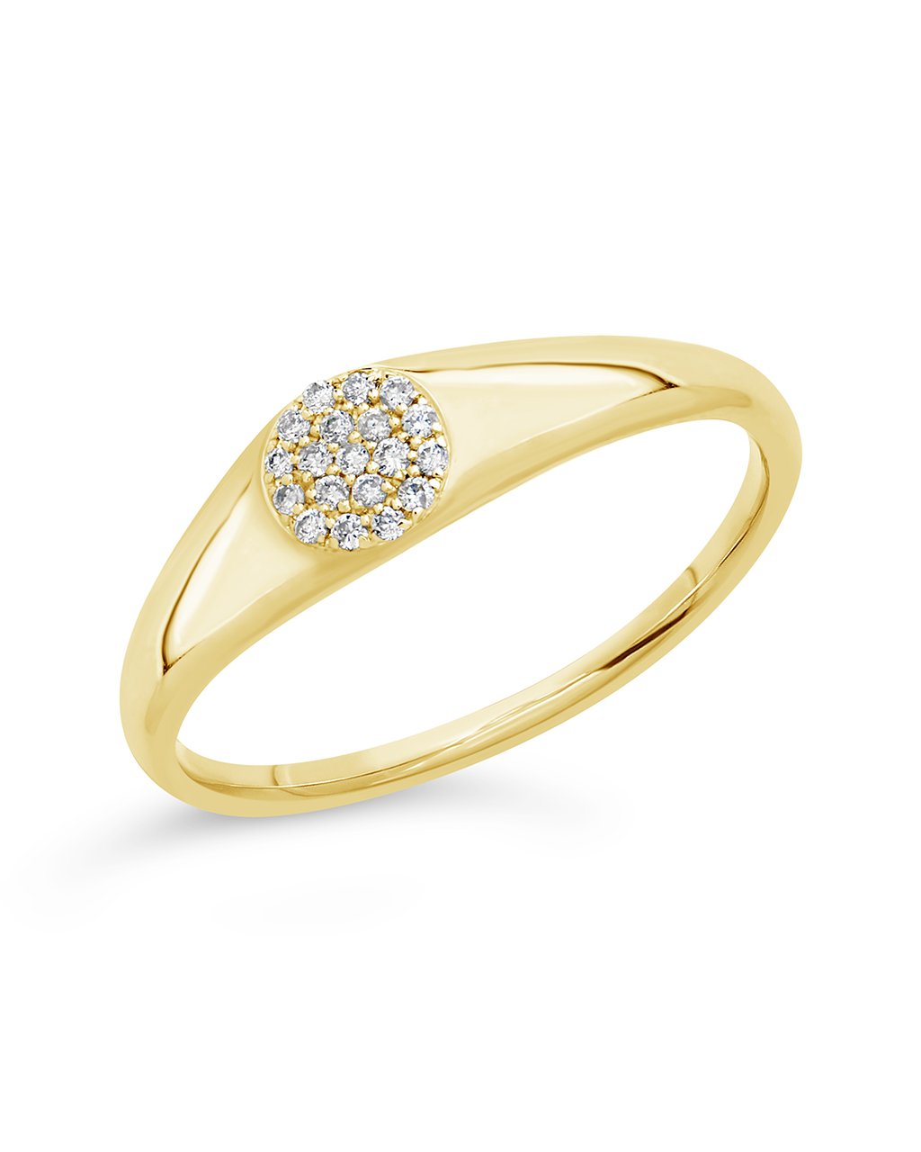 14K Gold Diamond Circle Signet Ring Fine Ring SF Fine 14K Yellow Gold 7 