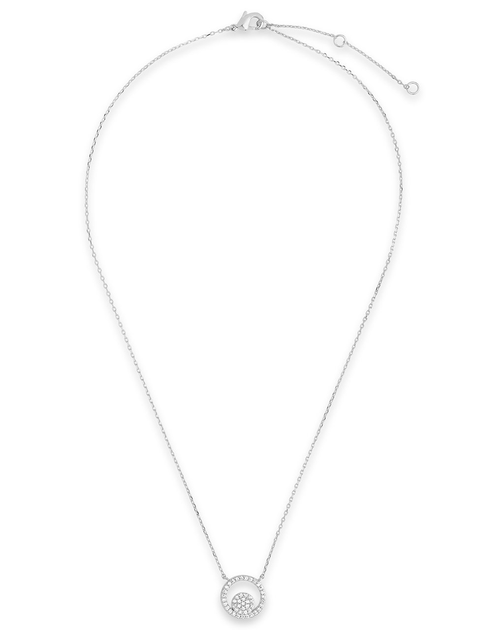 Sterling Silver CZ Circle Pendant Necklace - Sterling Forever
