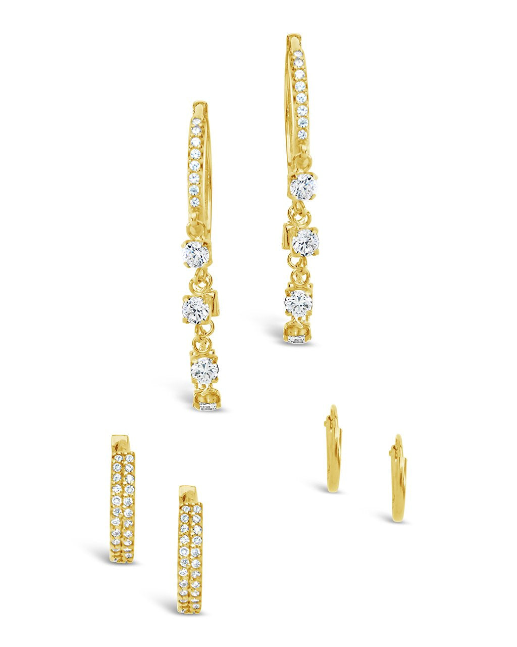 CZ Dangle Hoop Earring Set of 3 - Sterling Forever