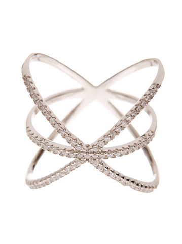 Sterling Silver CZ Criss Cross X Ring - Sterling Forever