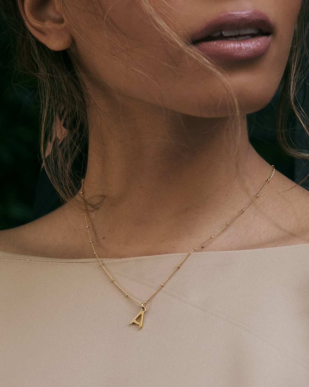 Sterling Silver Initial Necklace with Beaded Chain Necklace Sterling Forever