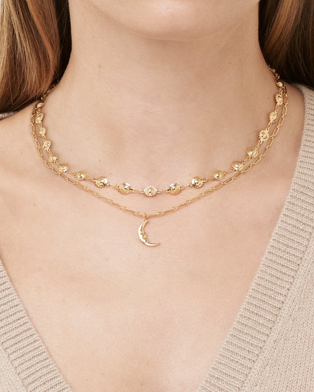 Sun Chain & Moon Layered Necklace Necklace Sterling Forever