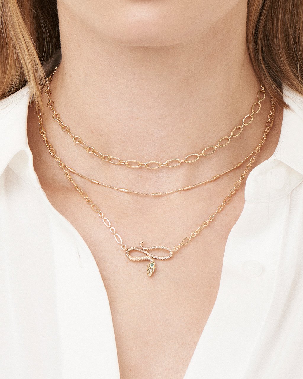 Linked Snake Layered Necklace Necklace Sterling Forever