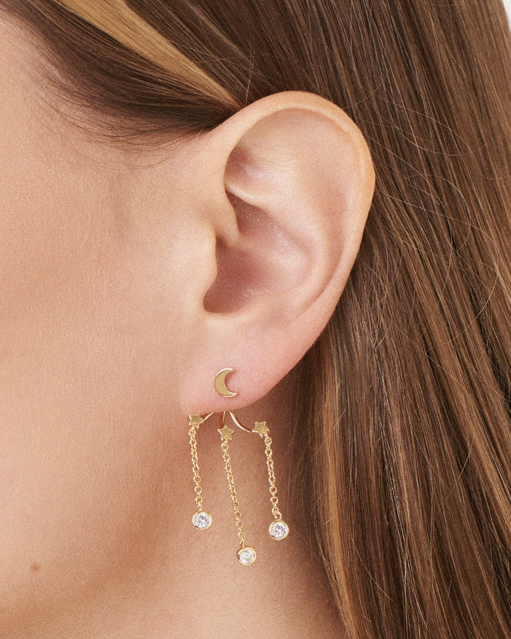 CZ Moon & Star Jacket Earrings Earring Sterling Forever