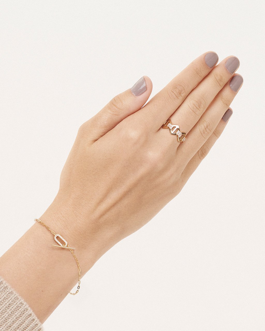 Hexagon Anchor Chain Ring Ring Sterling Forever
