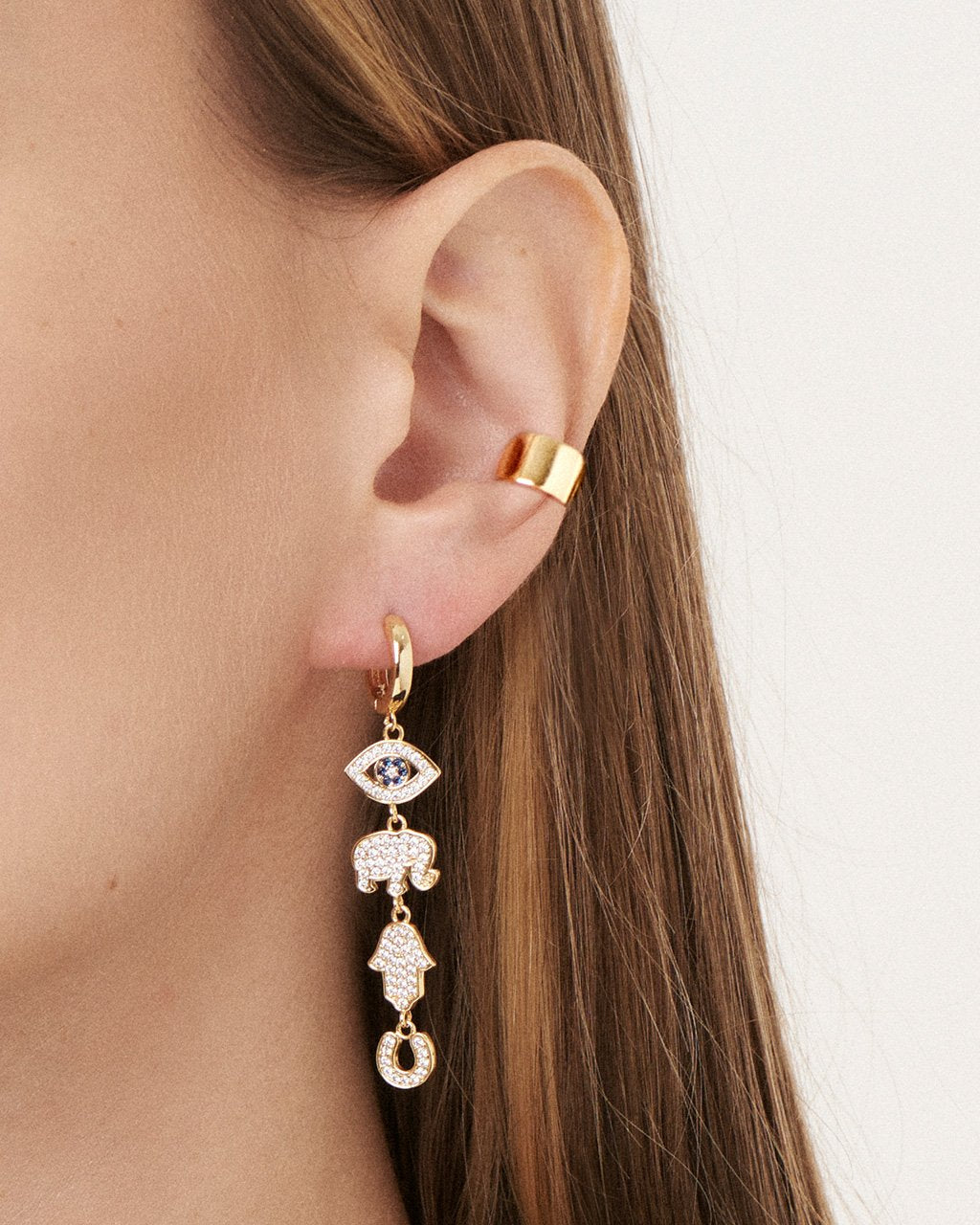 Charmed CZ Dangle Micro Hoops Earring Sterling Forever