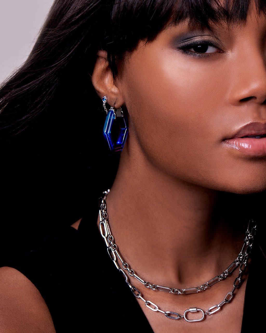 Lucite Hex Hoops Earring Sterling Forever
