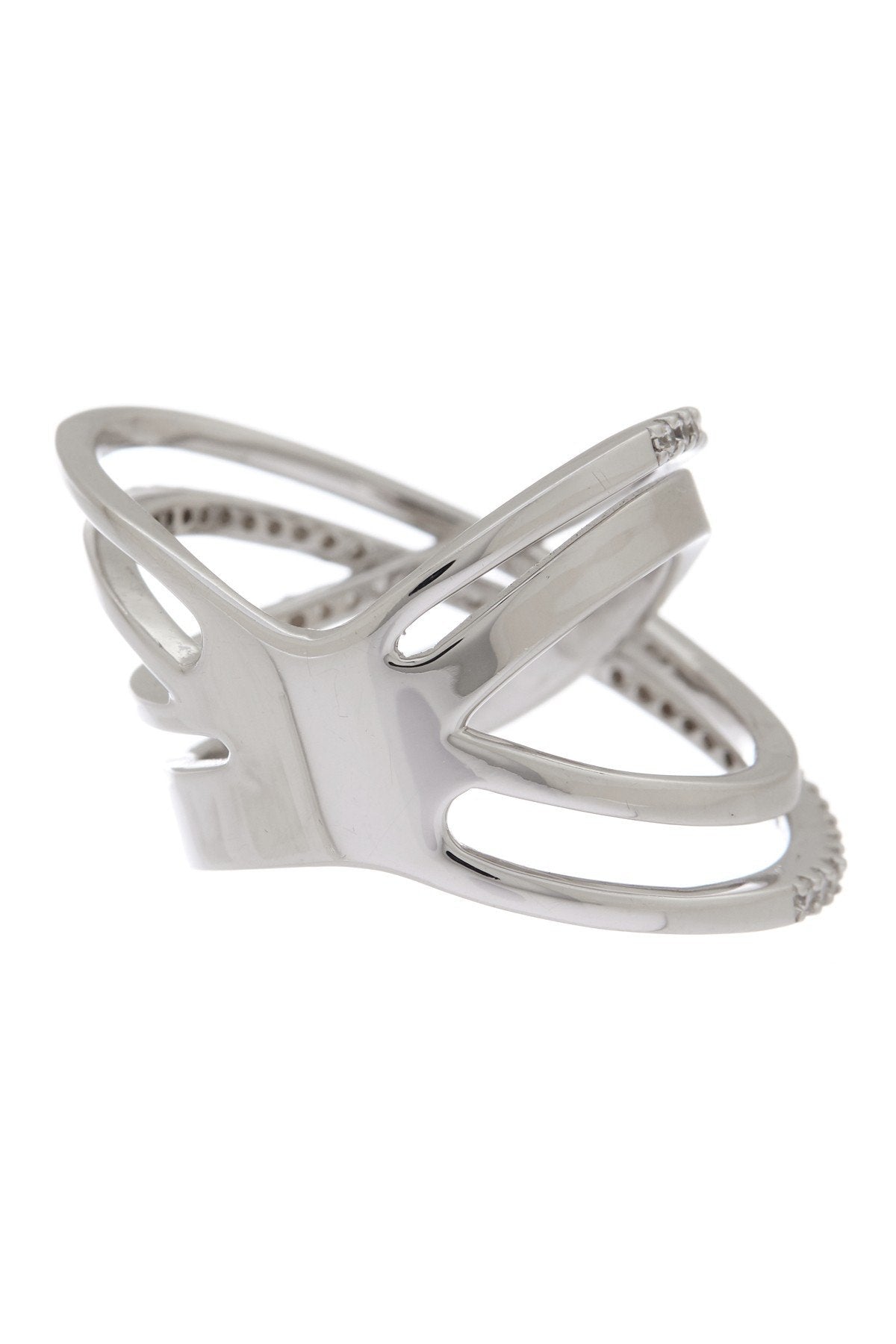 Sterling Silver Solid & CZ Double X Ring - Sterling Forever