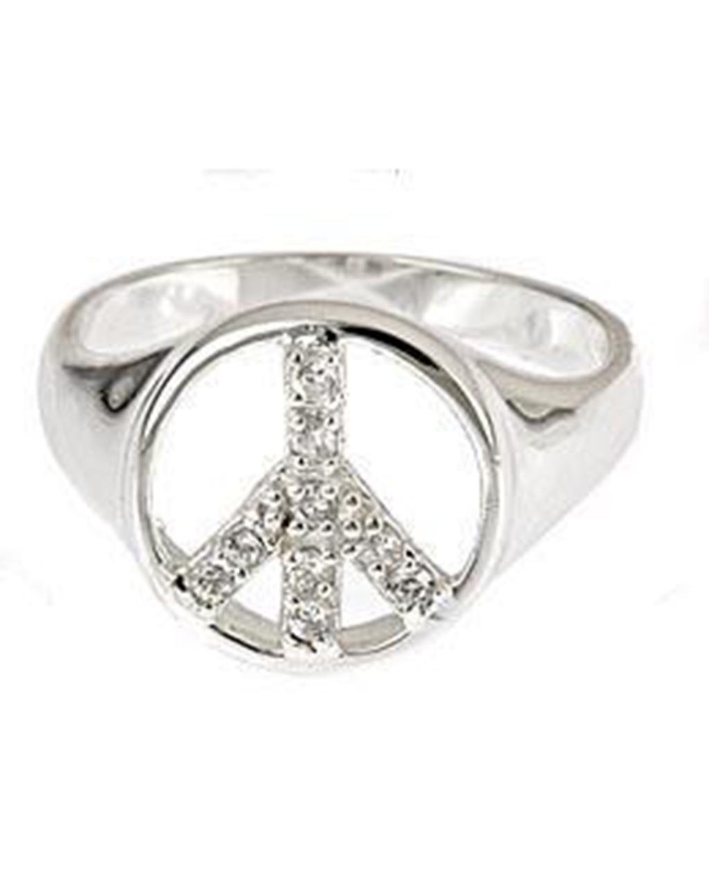 Sterling Silver CZ Peace Sign Ring Ring Sterling Forever 5 Silver