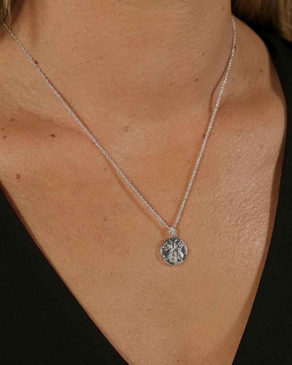 Bee Embossed Pendant Necklace