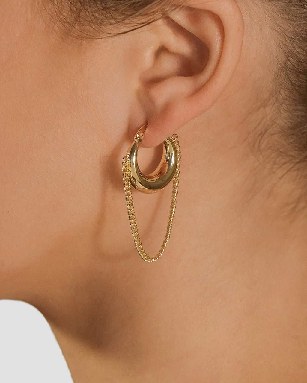 Mackenzie Chain Drop Hoop Earrings
