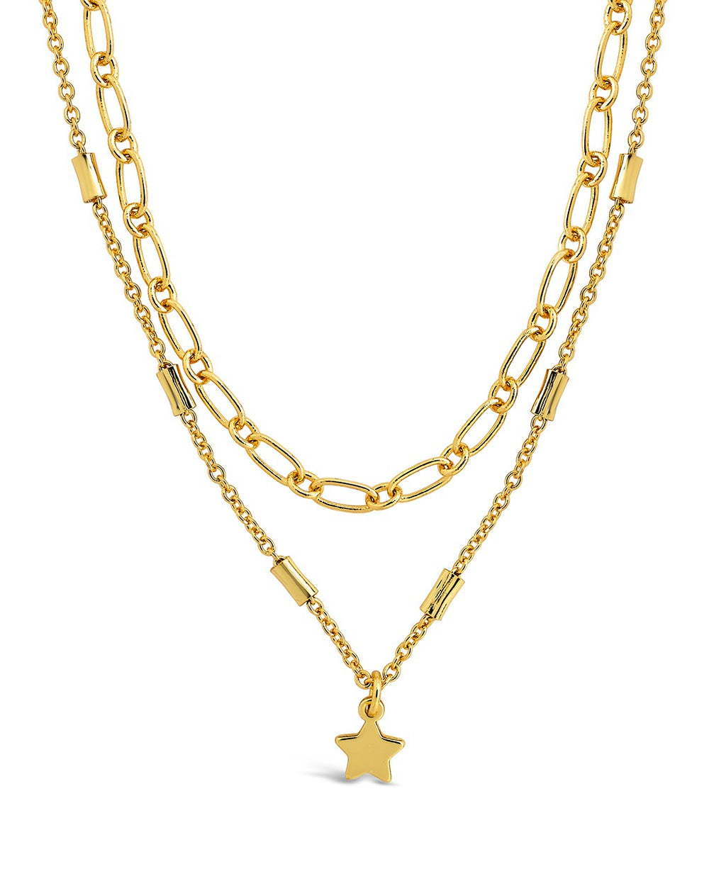 Linked Star Charm Layered Choker Necklace