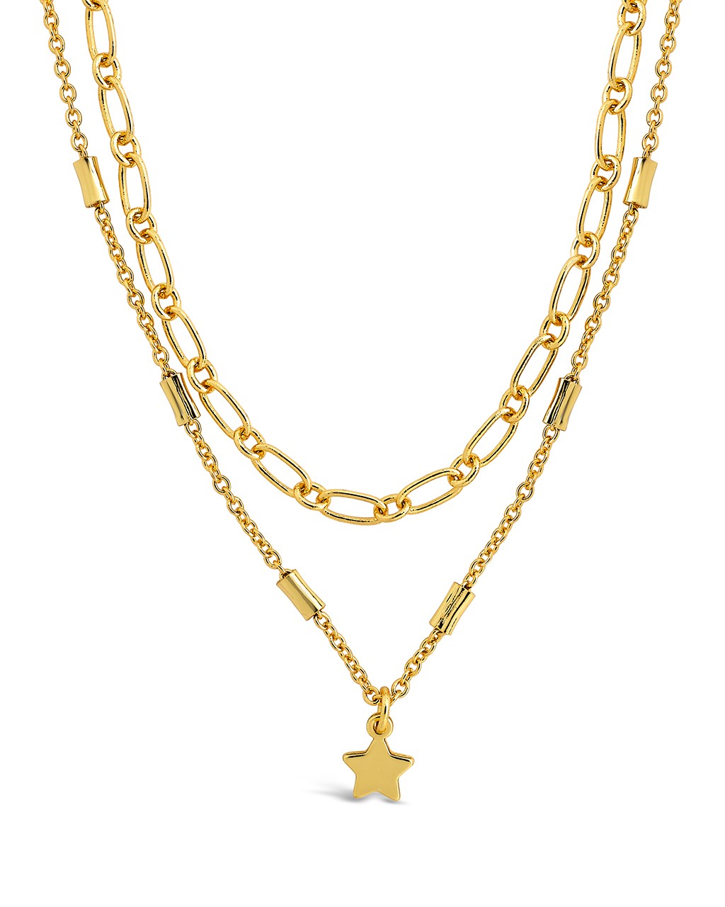 Linked Star Charm Layered Choker Necklace