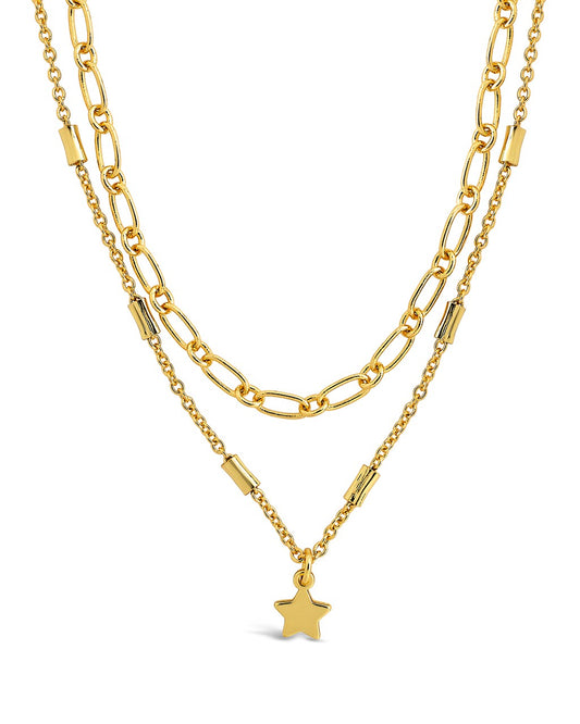 Linked Star Charm Layered Choker Necklace