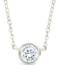 Sterling Silver Round Bezel Set Pendant - Sterling Forever