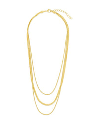 Everly Layered Herringbone Chain Necklace - Sterling Forever
