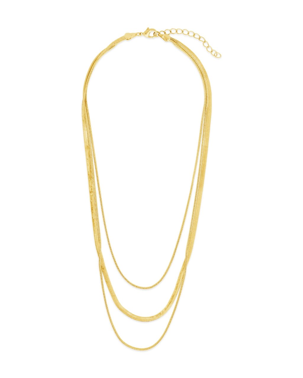 Everly Layered Herringbone Chain Necklace - Sterling Forever