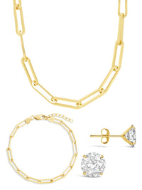 Sterling Silver Paperclip & Everyday Studs Jewelry Bundle - Sterling Forever