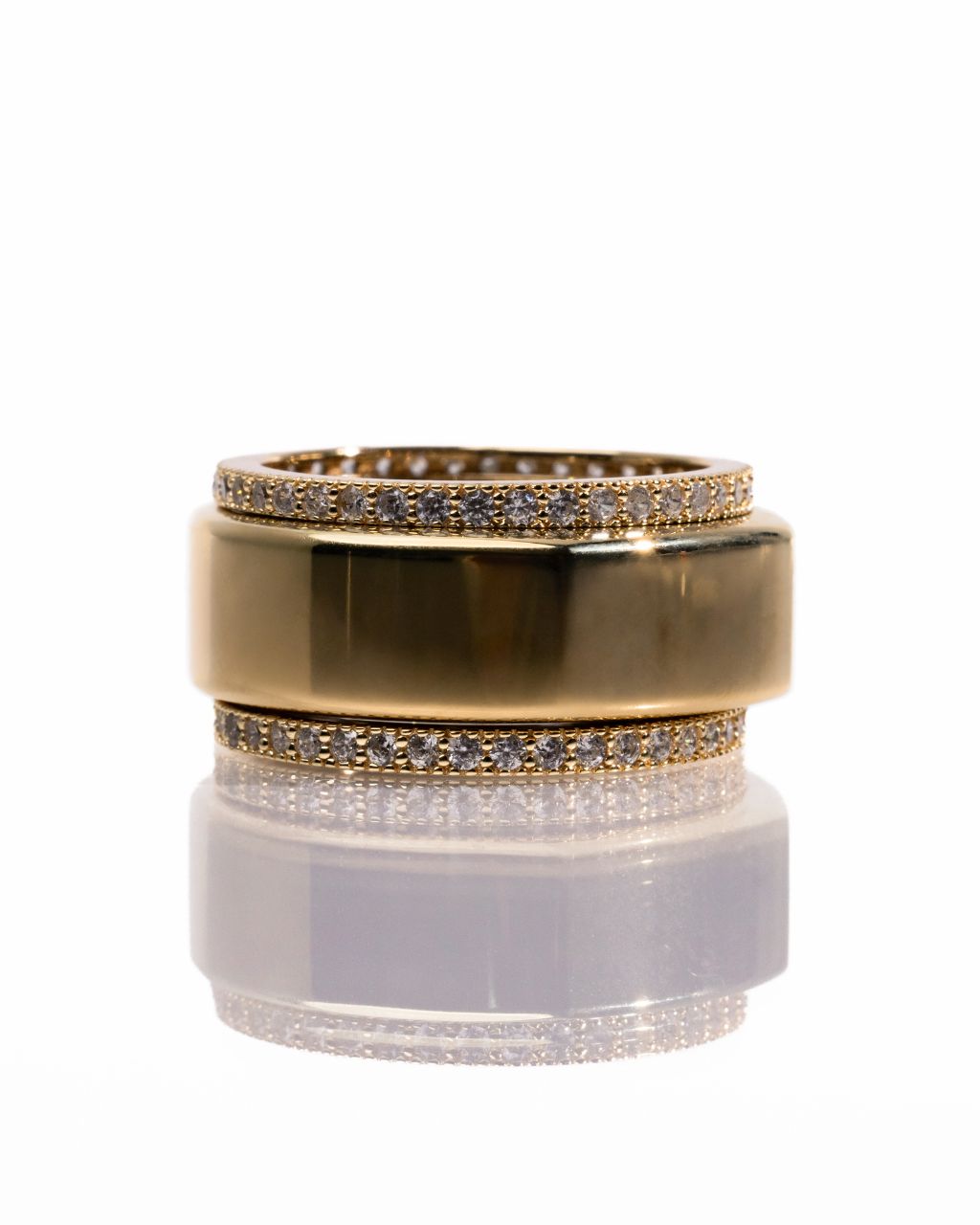 Smart Ring CZ Band Set of 2