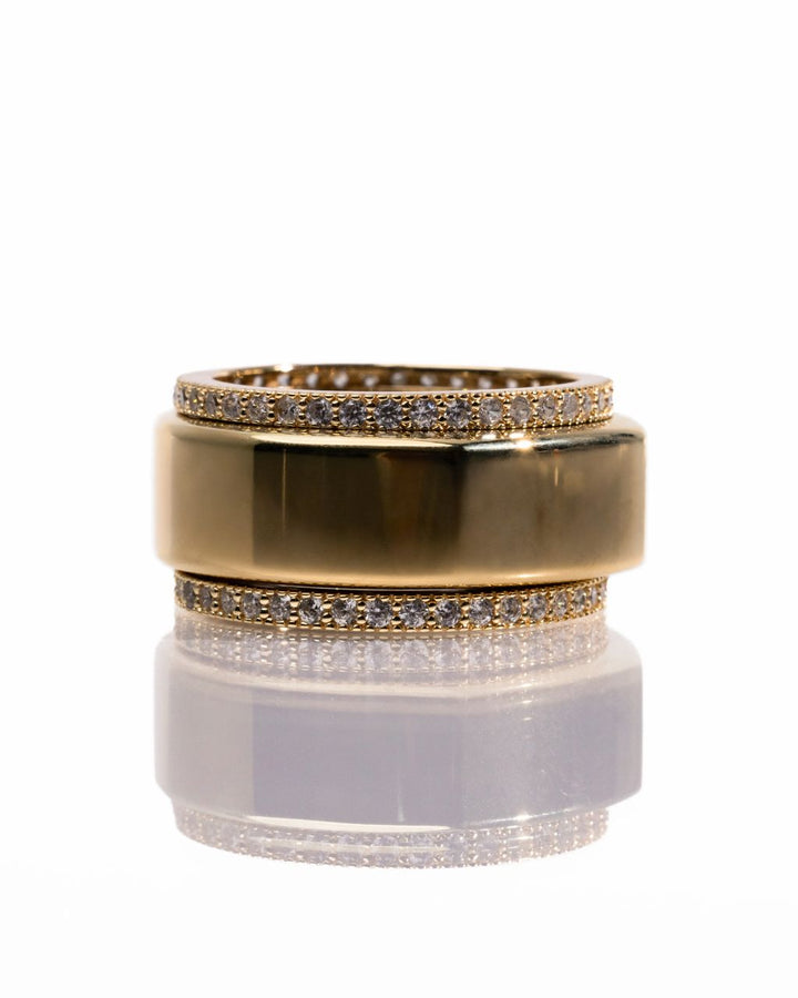 Smart Ring CZ Band Set of 2