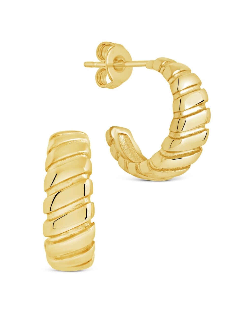 Ribbed Textured Huggie Hoop Earrings - Sterling Forever