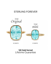 Sterling Silver Aquamarine Elongated Cushion Ring - Original & Mini Bundle