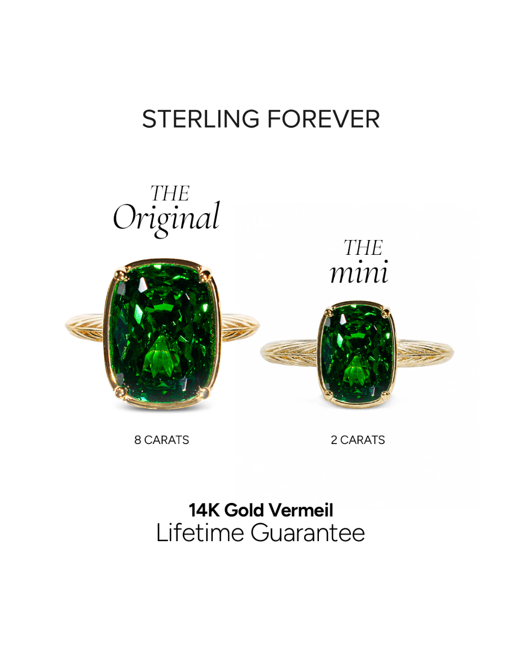 Sterling Silver Emerald Elongated Cushion Ring - Original & Mini Bundle