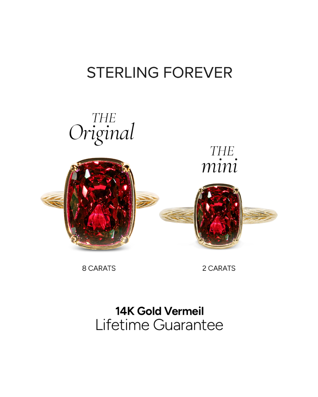 Sterling Silver Garnet Elongated Cushion Ring - Original & Mini Bundle