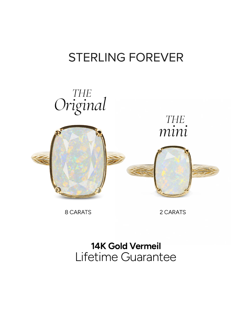 Sterling Silver Opal Elongated Cushion Ring - Original & Mini Bundle