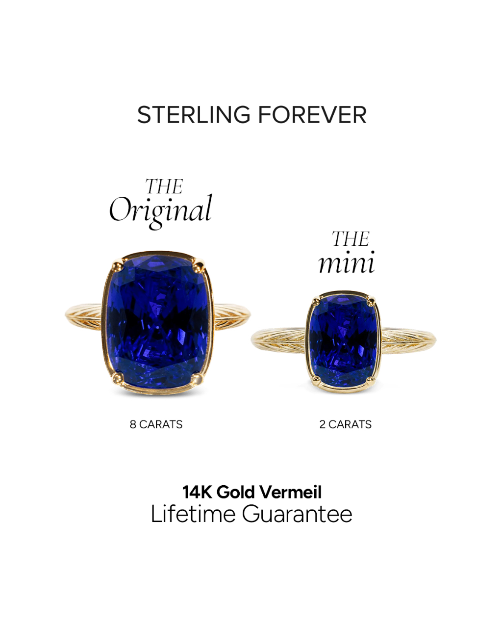 Sterling Silver Sapphire Elongated Cushion Ring - Original & Mini Bundle
