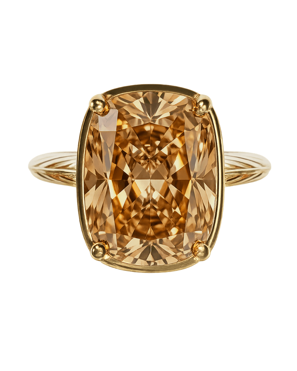 Sterling Silver Elongated Cushion Champagne CZ Cocktail Ring - Sterling Forever