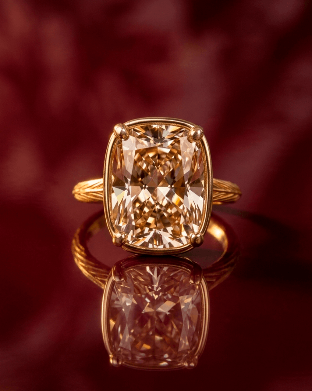 Sterling Silver Elongated Cushion Champagne CZ Cocktail Ring - Sterling Forever