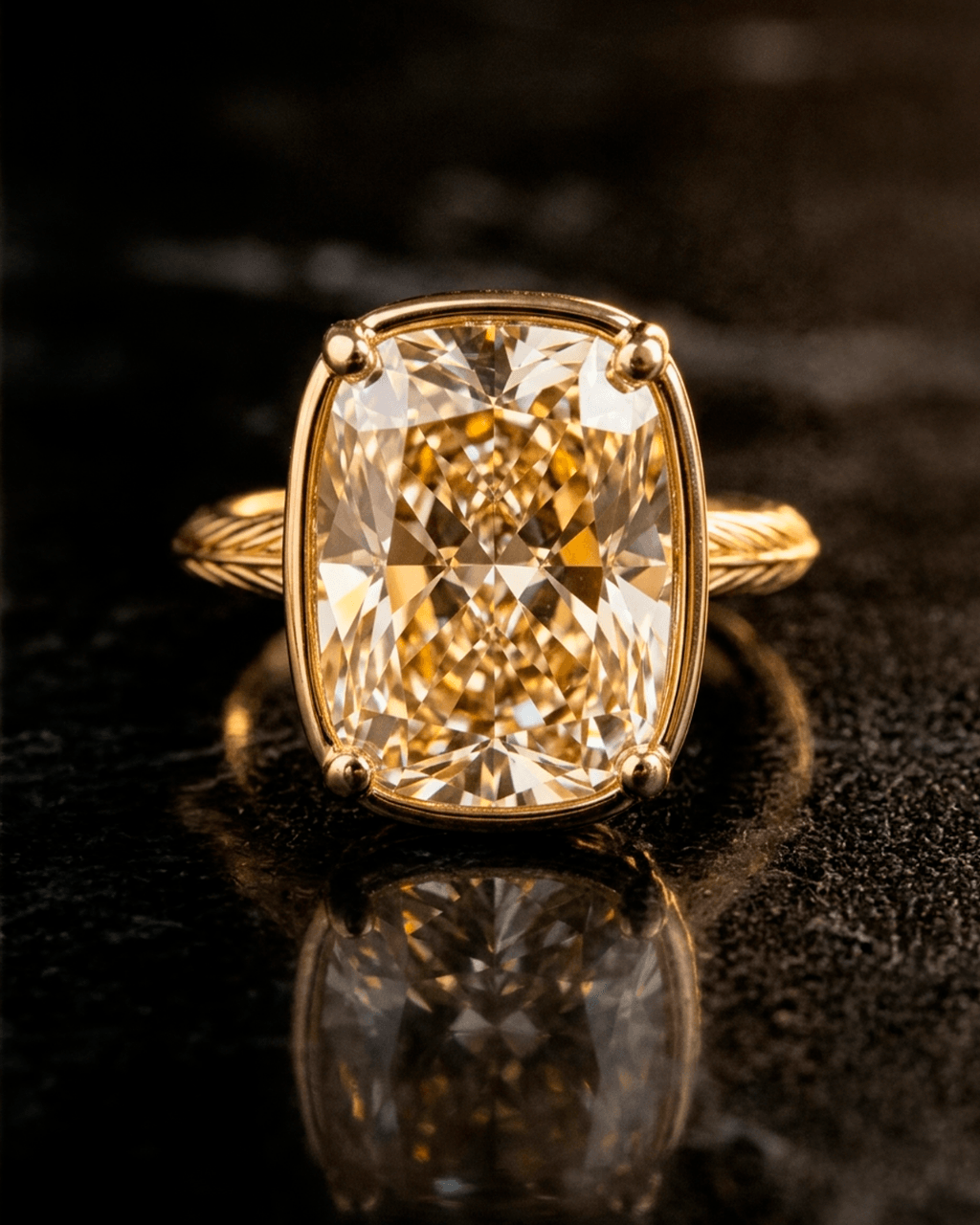 Sterling Silver Elongated Cushion Light Yellow CZ Cocktail Ring - Sterling Forever
