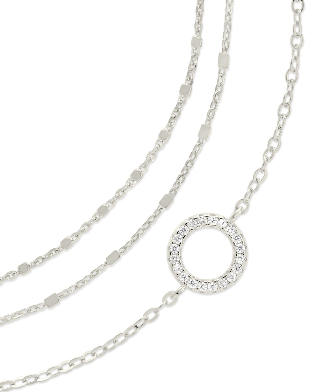 Sterling Silver CZ Circle & Chain Bracelet Set of 3 Bracelet Sterling Forever 