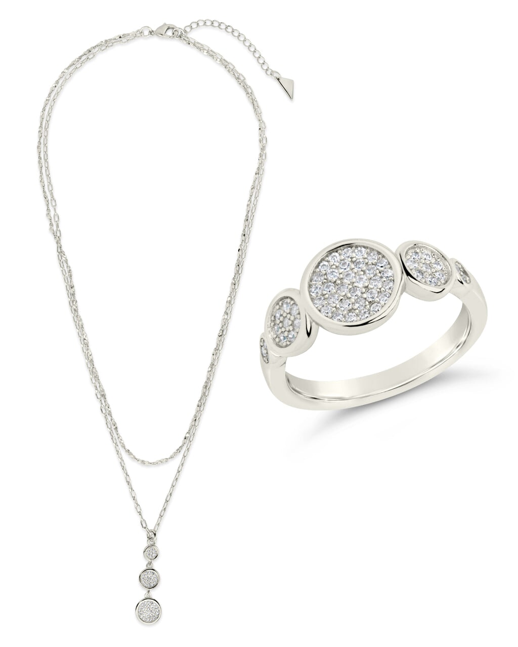 CZ Bubble Cocktail Ring & Layered Necklace Set Bundles Sterling Forever 