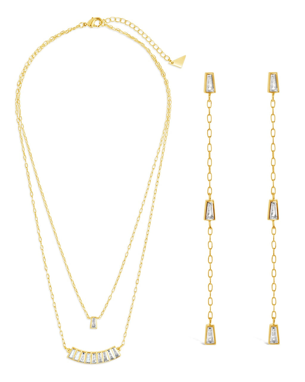 Tapered CZ Drop Earrings & Layered Necklace Set Bundles Sterling Forever 