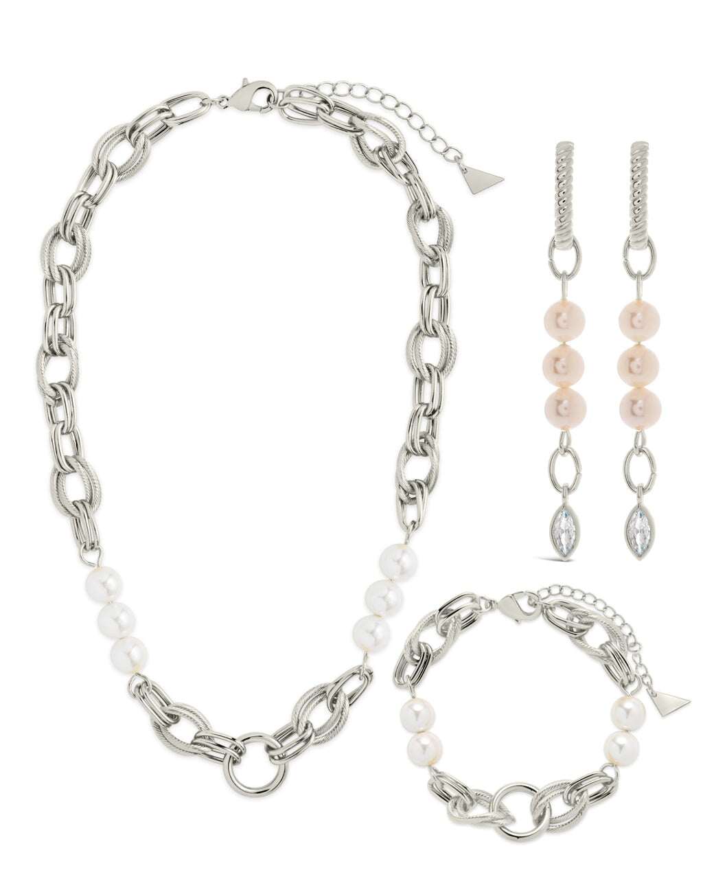 Ivanna Pearl & Chain Matching Set Bundles Sterling Forever Silver 