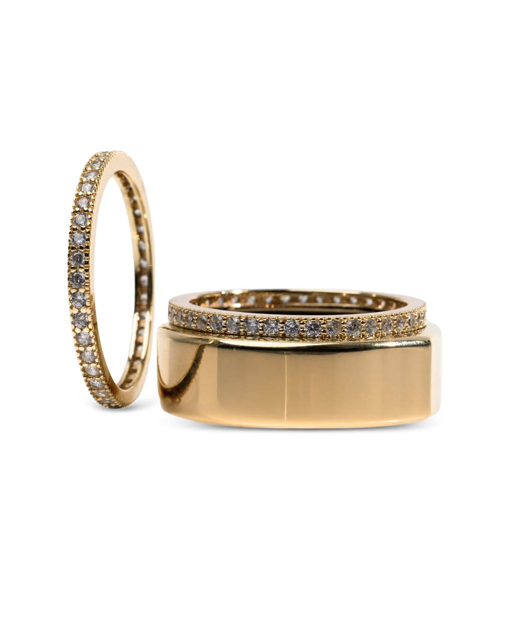 Smart Ring CZ Band Set of 2
