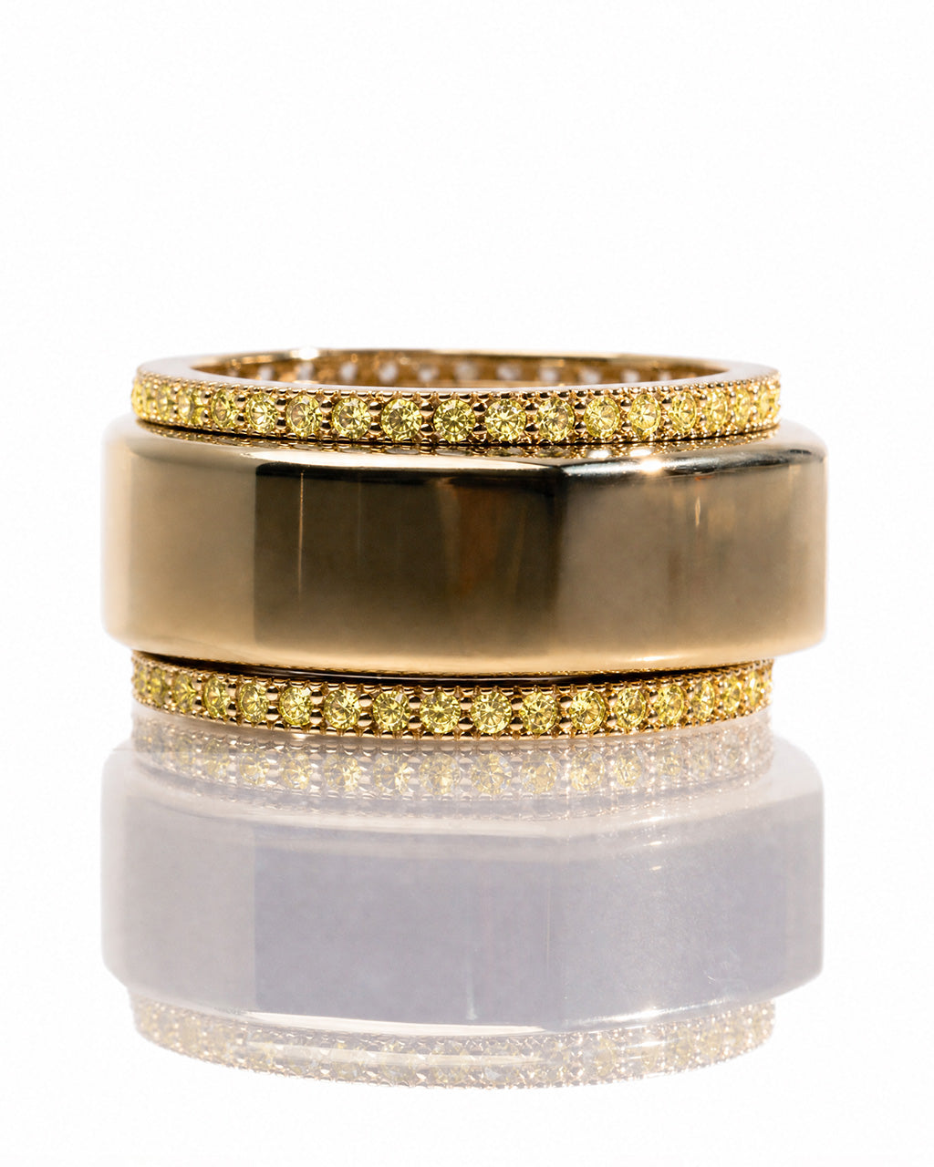 Smart Ring Canary CZ Band Set of 2