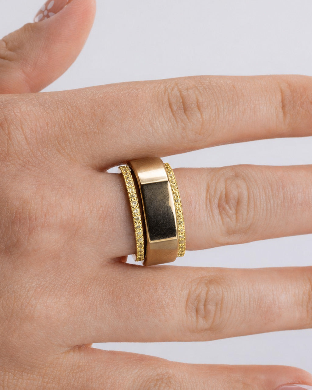 Smart Ring Canary CZ Band Set of 2