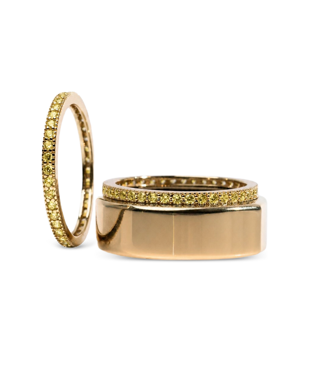Smart Ring Canary CZ Band Set of 2